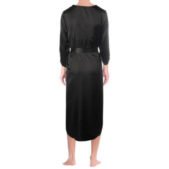 Flora Nikrooz Black Satin Stella Long Robe L/XL - Picture 3 of 6